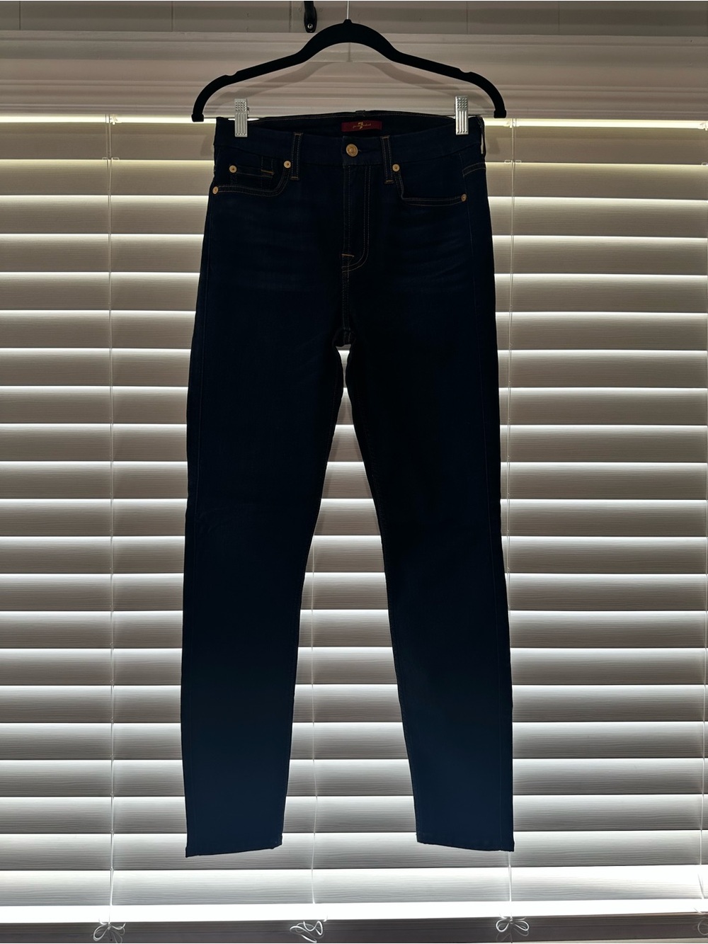 7 For All Mankind The Skinny Dark Wash Stretch Jeans Size 27
